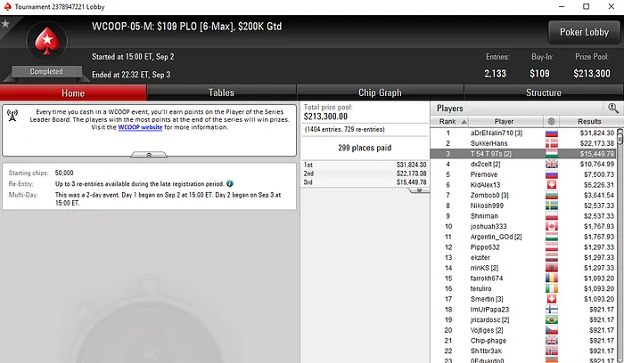 Luís Dono Recebe K no WCOOP #3-H e Tomás Paiva K no WCOOP #05-M 102