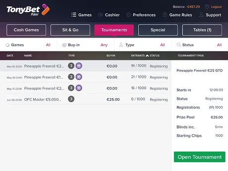 TonyBet Poker iOS iPhone App