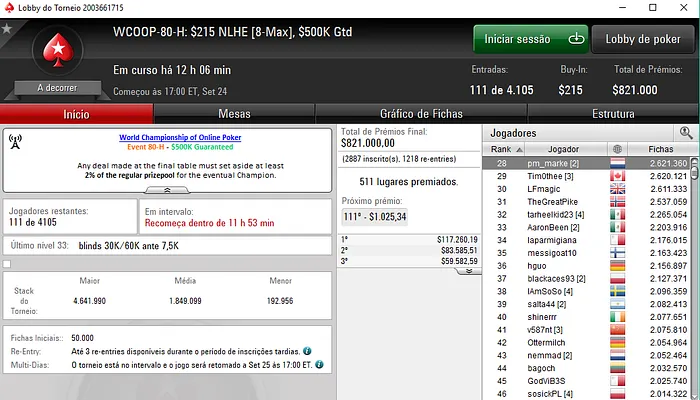 WCOOP 2017: 4 Lusos em Jogo no Main Event High 104