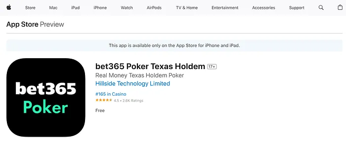 Bet365 iOS app on the App Store