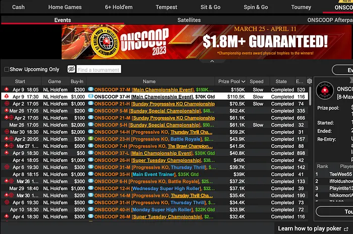 PokerStars ONCOOP