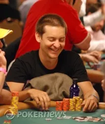 292nd place finisher Tobey Maguire enjoys his WSOP experience yesterday