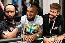 João Vieira, Arturo Vidal e Gerard Piqué no EPT Barcelona 2019