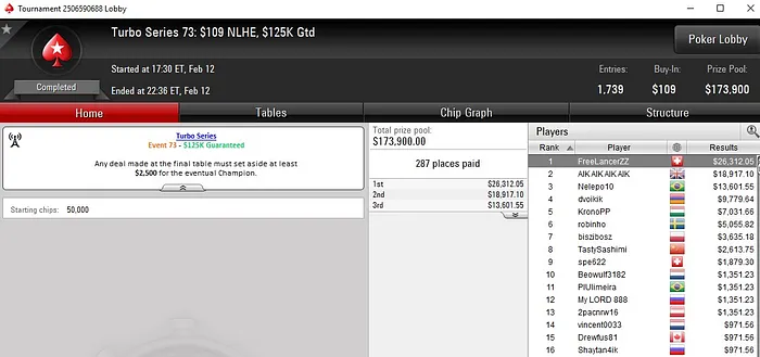 Lobby de poker da PokerStars