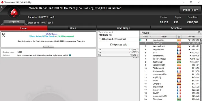 Lobby de poker da PokerStars