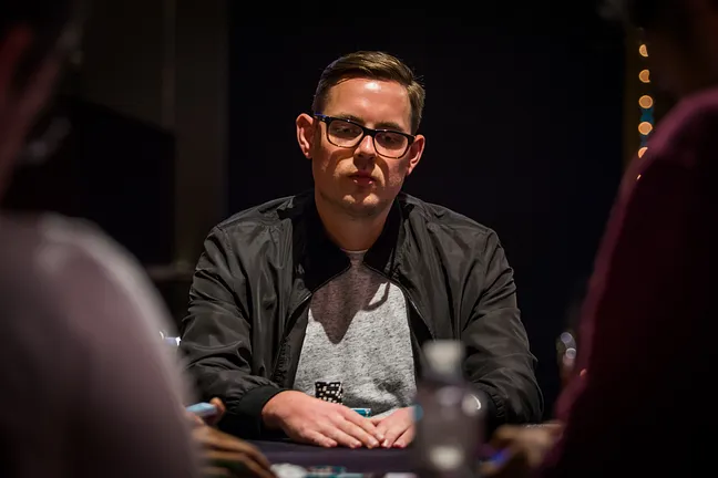 Toby Lewis, chipleader at the 2018 Aussie Millions Main Event final table