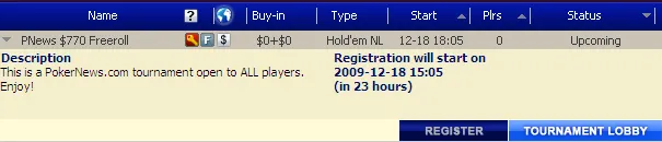 Amanhã às 18:05 0 PokerNews Cash Freeroll na Poker 770 101