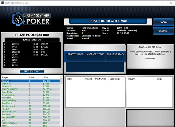 Lobby de poker da WPN