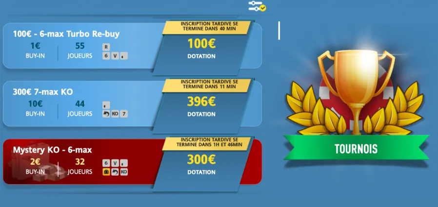 Tournois sur Bet365