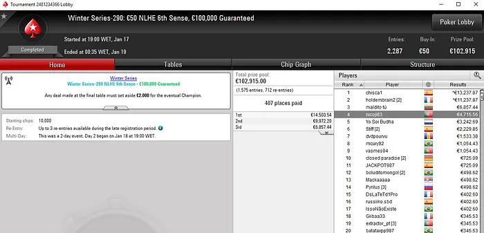 Lobby de poker da PokerStars