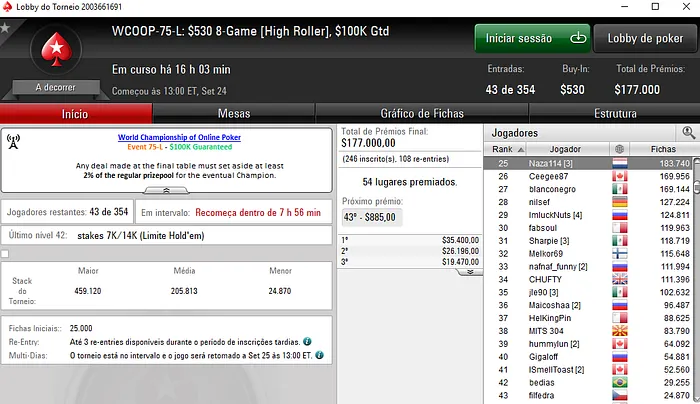 WCOOP 2017: 4 Lusos em Jogo no Main Event High 105
