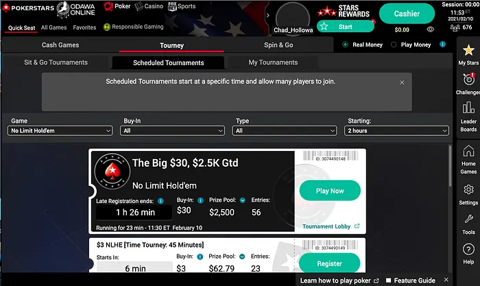 PokerStars Michigan client
