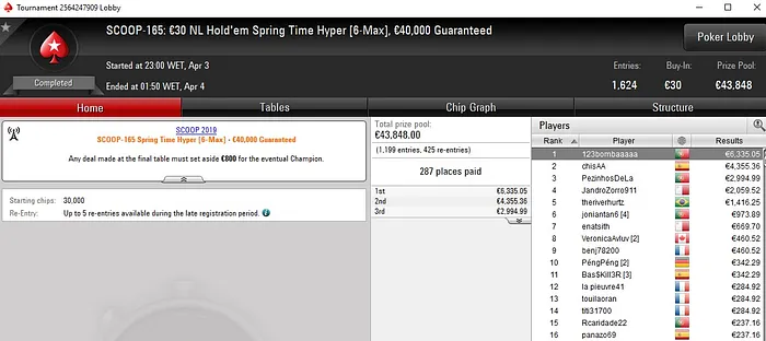 Lobby de poker da PokerStars