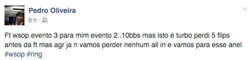 Pedro Oliveira 8º no Evento #3 WSOP Circuit Marraquexe 101