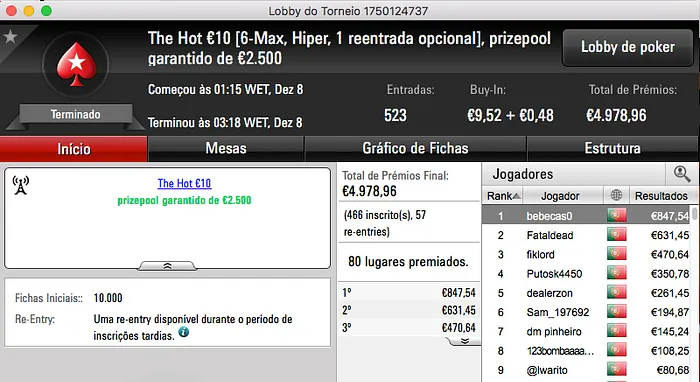 puto59 Vence The Big €100, cfaria6 o The Hot BigStack Turbo €50 & Mais 103