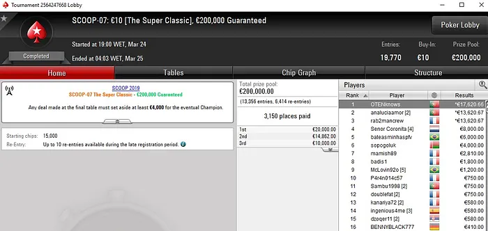 Lobby de poker da PokerStars