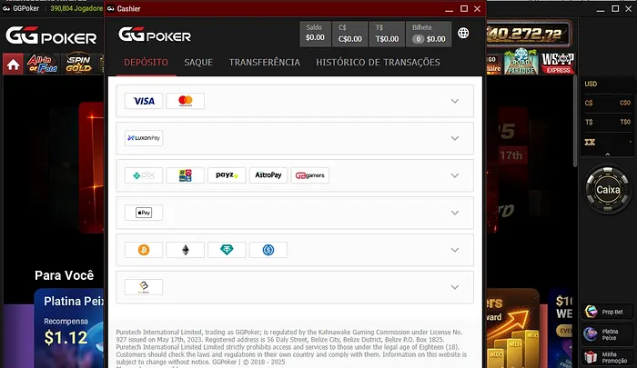 deposito caixa ggpoker