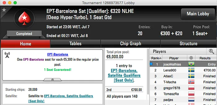 João Mathias Crava Duas Entradas no EPT Barcelona 101