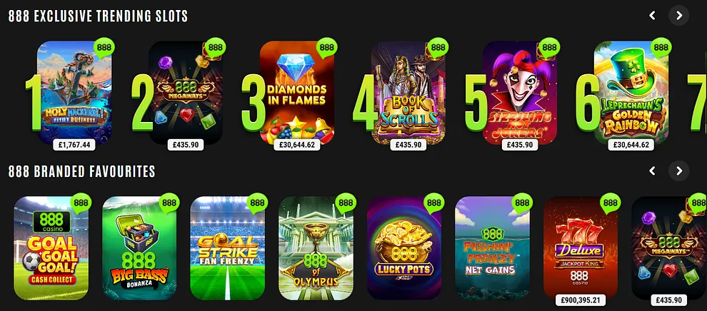 Exclusive Games at 888 casino