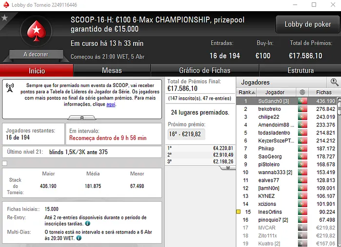 scarface763 Conquista SCOOP #16 Low da PokerStars.pt & Mais 102