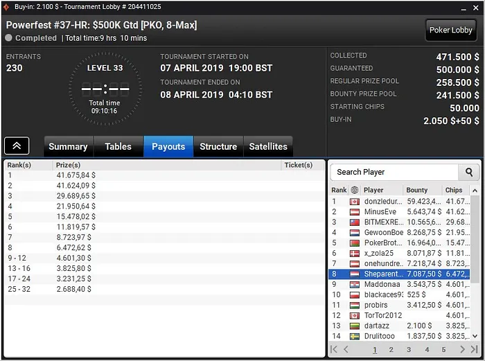 Lobby de poker da partypoker