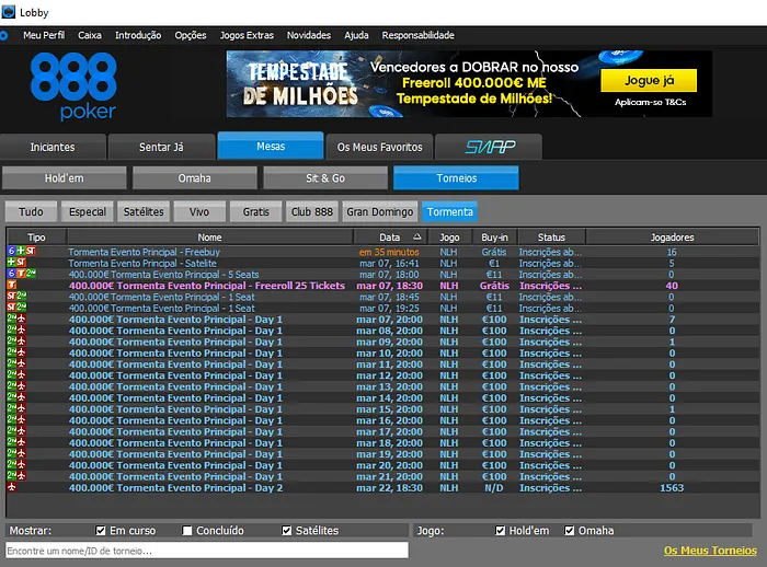 freeroll tempestade de milhões 888poker