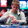 Byron Kaverman stakcs his newly acquired chips