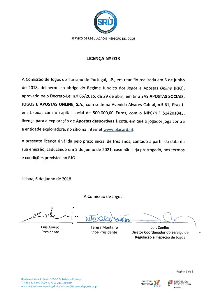 Placard Recebe 13ª Licença de Jogo em Portugal 101