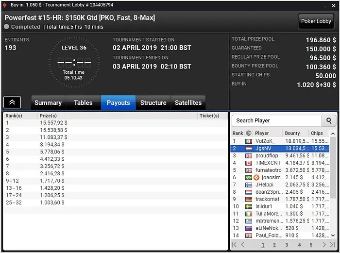 Lobby de poker da partypoker