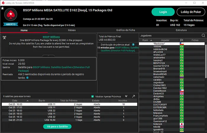 Mega Satélite com 15 pacotes garantidos para o BSOP Millions