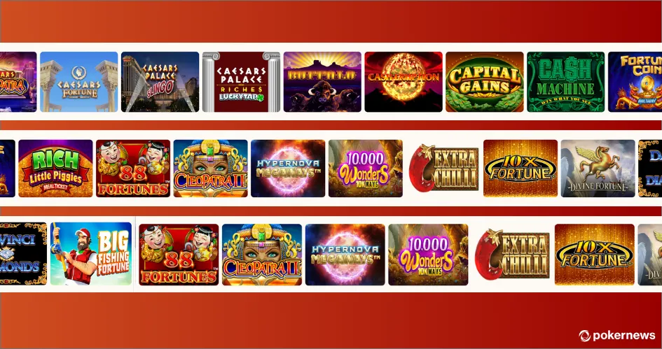 The desktop site teases the amount of casino games and slots available on the Caesars Palace app.