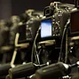 Row of cameras setup to film the 100k charity tournament