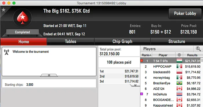 Tomás Paiva Ganhou o The Big 2 (.747) 101