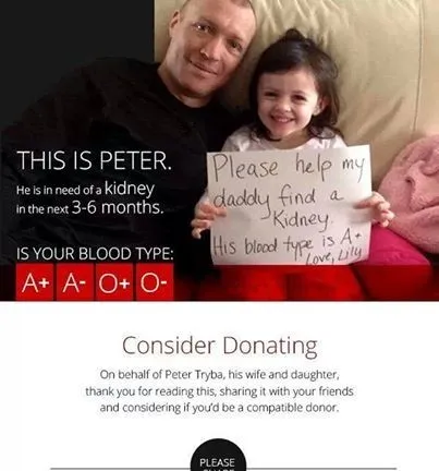 Chris Tryba's cousin Peter is in need of a kidney transplant
