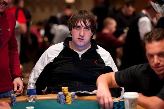 Justin Schwartz is in contention with a big stack