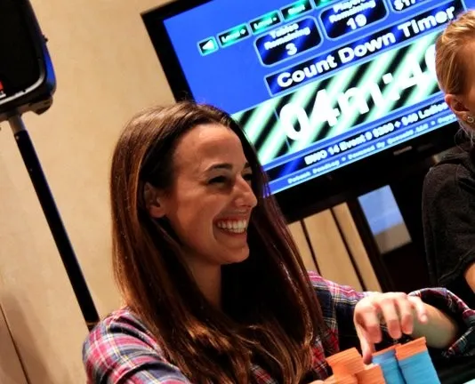 Megan Milburn in the Final 18 of the 2014 Borgata Winter Poker Open Ladies Event