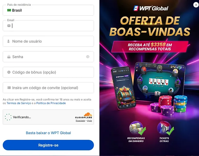 criar conta WPT Global
