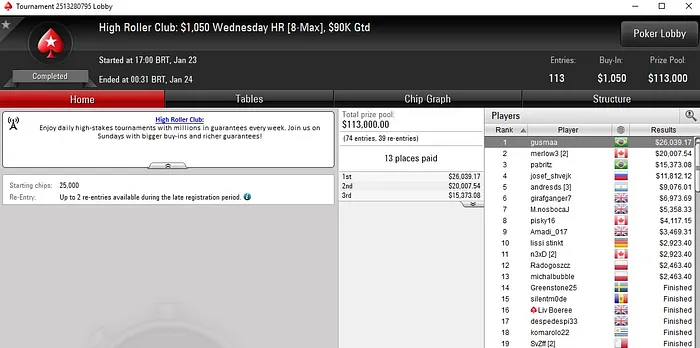 Lobby de poker do PokerStars