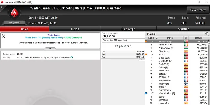 Lobby de poker da PokerStars