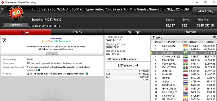 Lobby de poker do PokerStars