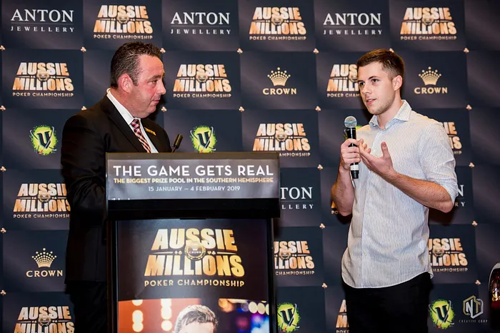 Tournament Director Joel Williams and defending champion Benedikt Eberle