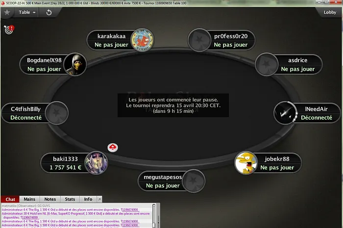 Main Event SCOOP : Les neuf finalistes prêts à en découdre mercredi soir ! 0001