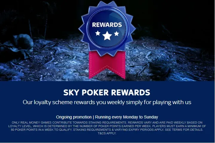 Sky Poker rewards