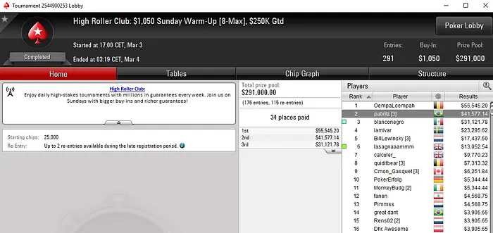 Lobby de poker da PokerStars