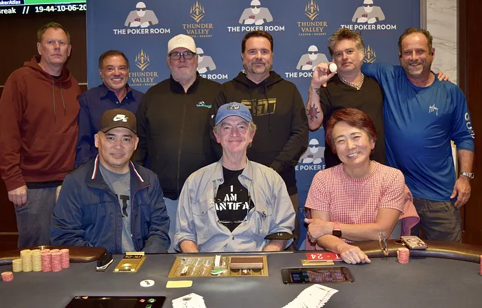 Fat Mike at the final table of the WPT Rolling Thunder Seniors event