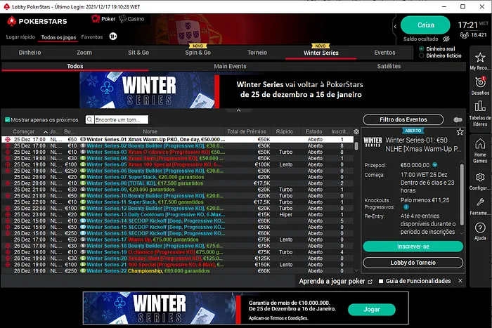 lobby winter series 2021 pokerstars portugal