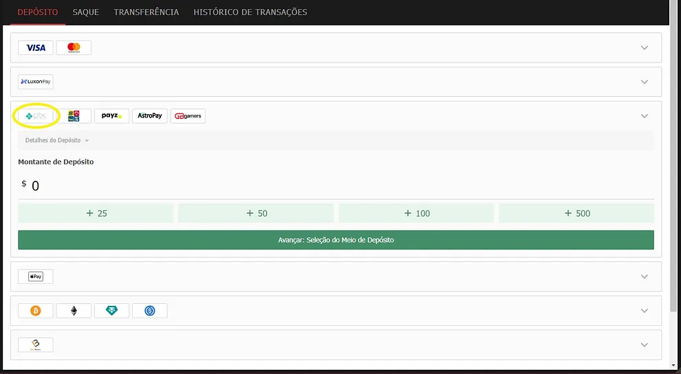 Deposito Pix GGPoker