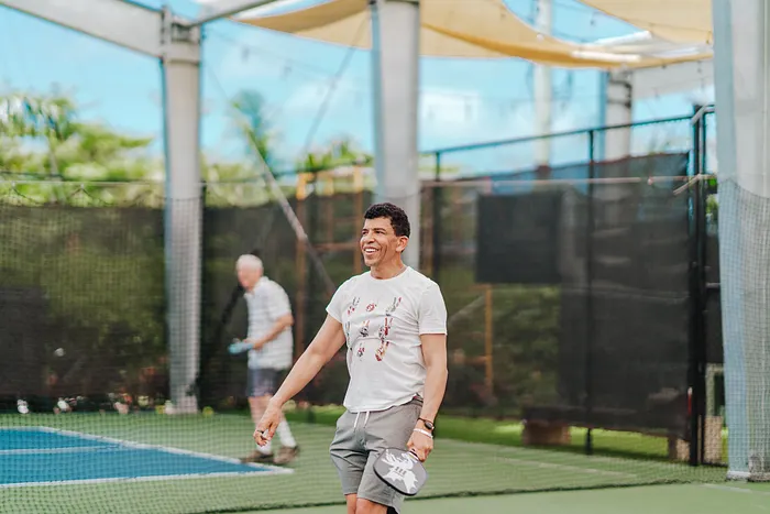 WPT CEO Adam Pliska mixes it up on the pickleball court