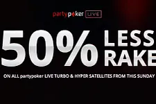 Rake Reduzido Para Metade nos Satélites partypoker LIVE Turbo & Hyper