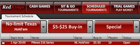 Hoje às 20:05 PokerNews k Added Series na RedKings Poker 101